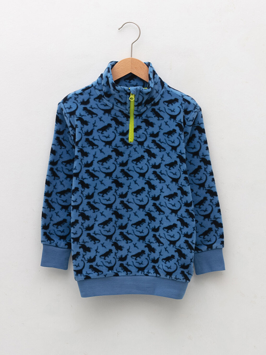 LCW Kids Turtle Neck Printed Long Sleeve Fleece Boy Pajama Top -W1DO88Z4-LQQ