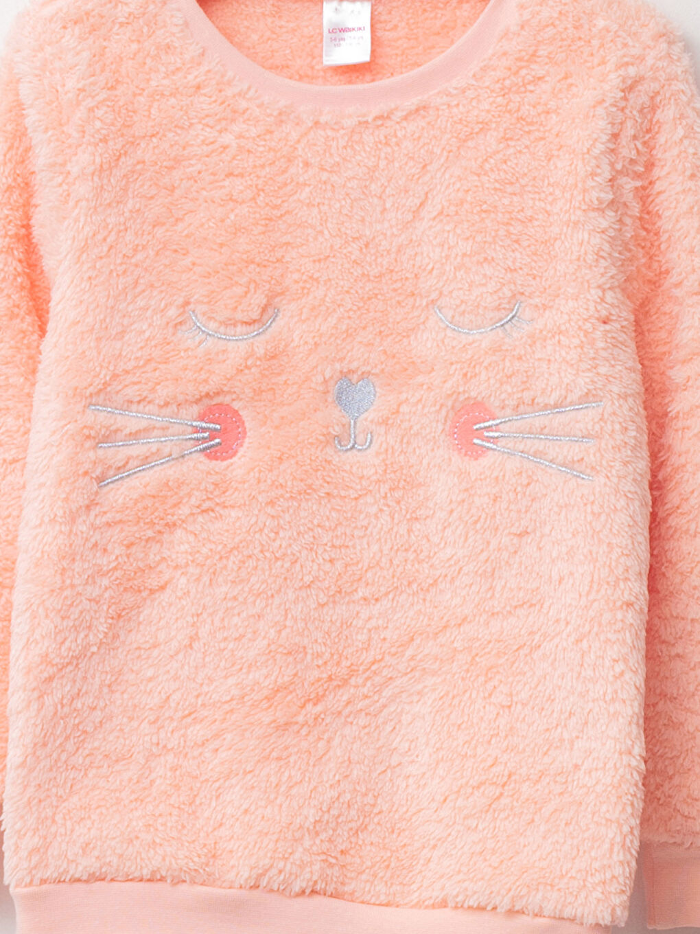 Crew Neck Patterned Long Sleeve Fleece Girls' Pajamas Set-2