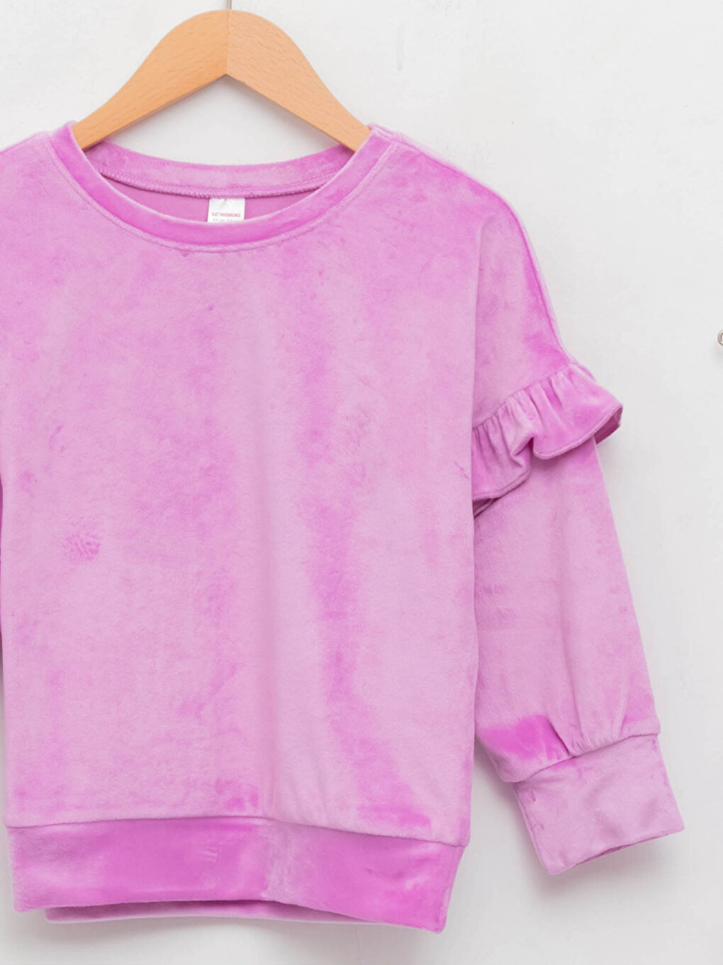 Дөңгелек жағалы негізгі ұзын жеңді барқыт қыз пижама жинағы-2