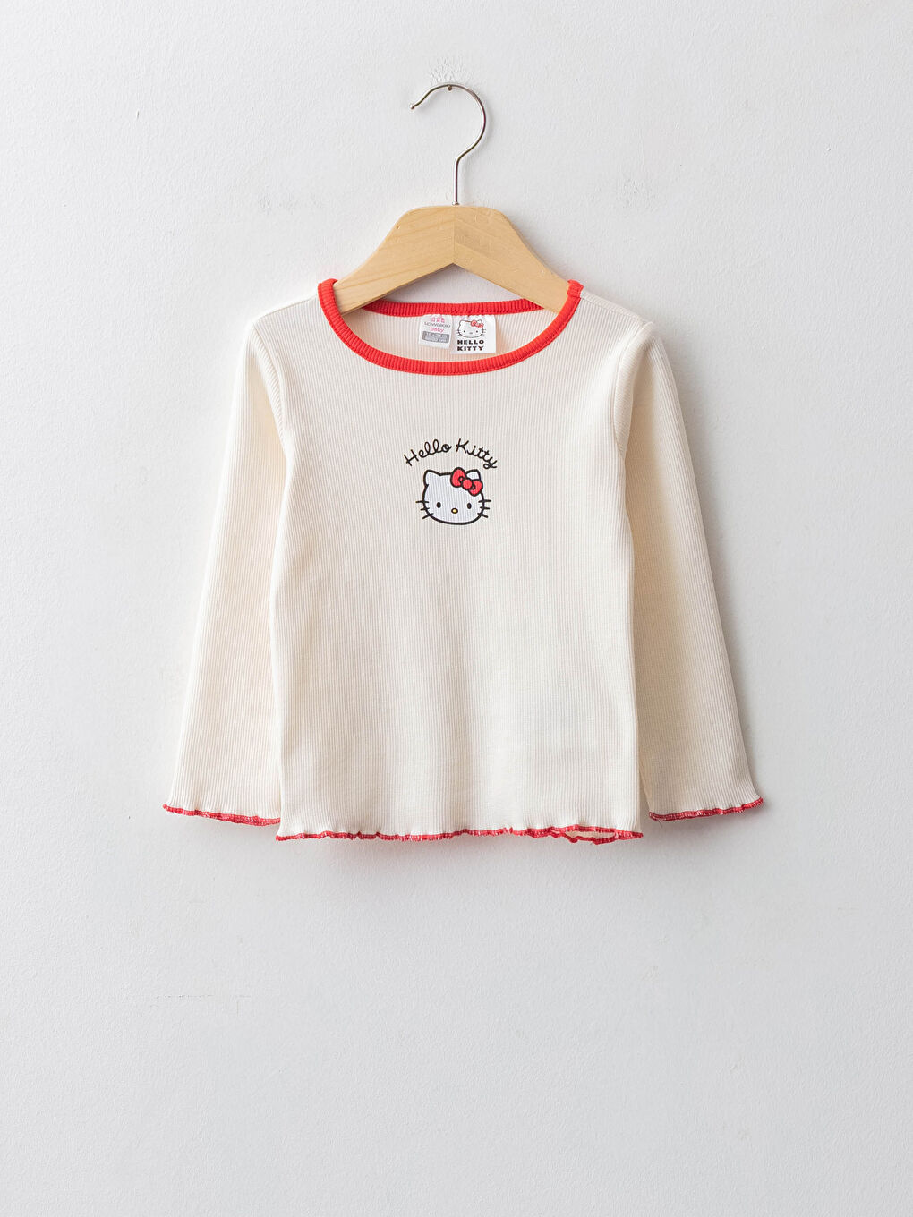 Crew Neck Long Sleeve Hello Kitty Printed Baby Girl T-Shirt