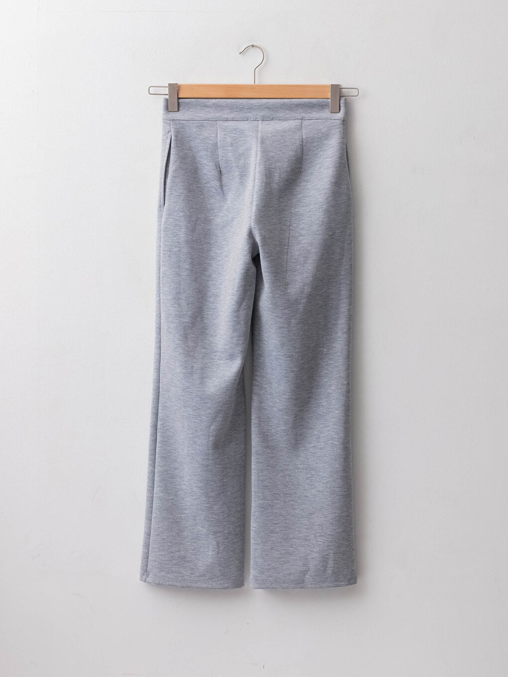 Gri Yüksek Bel Bol Fit Düz Cep Detaylı Kadın Pantolon-6