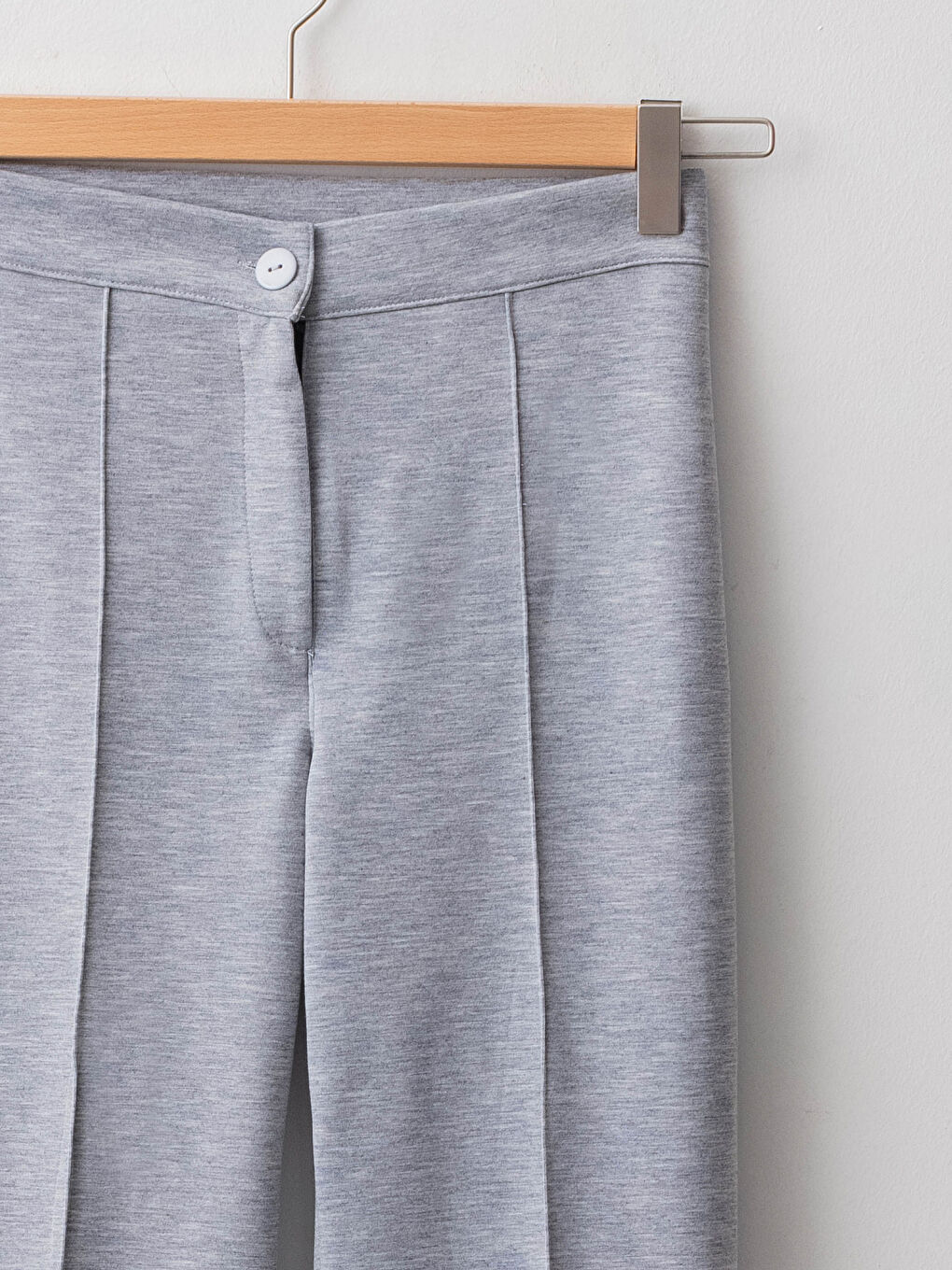 Gri Yüksek Bel Bol Fit Düz Cep Detaylı Kadın Pantolon-7