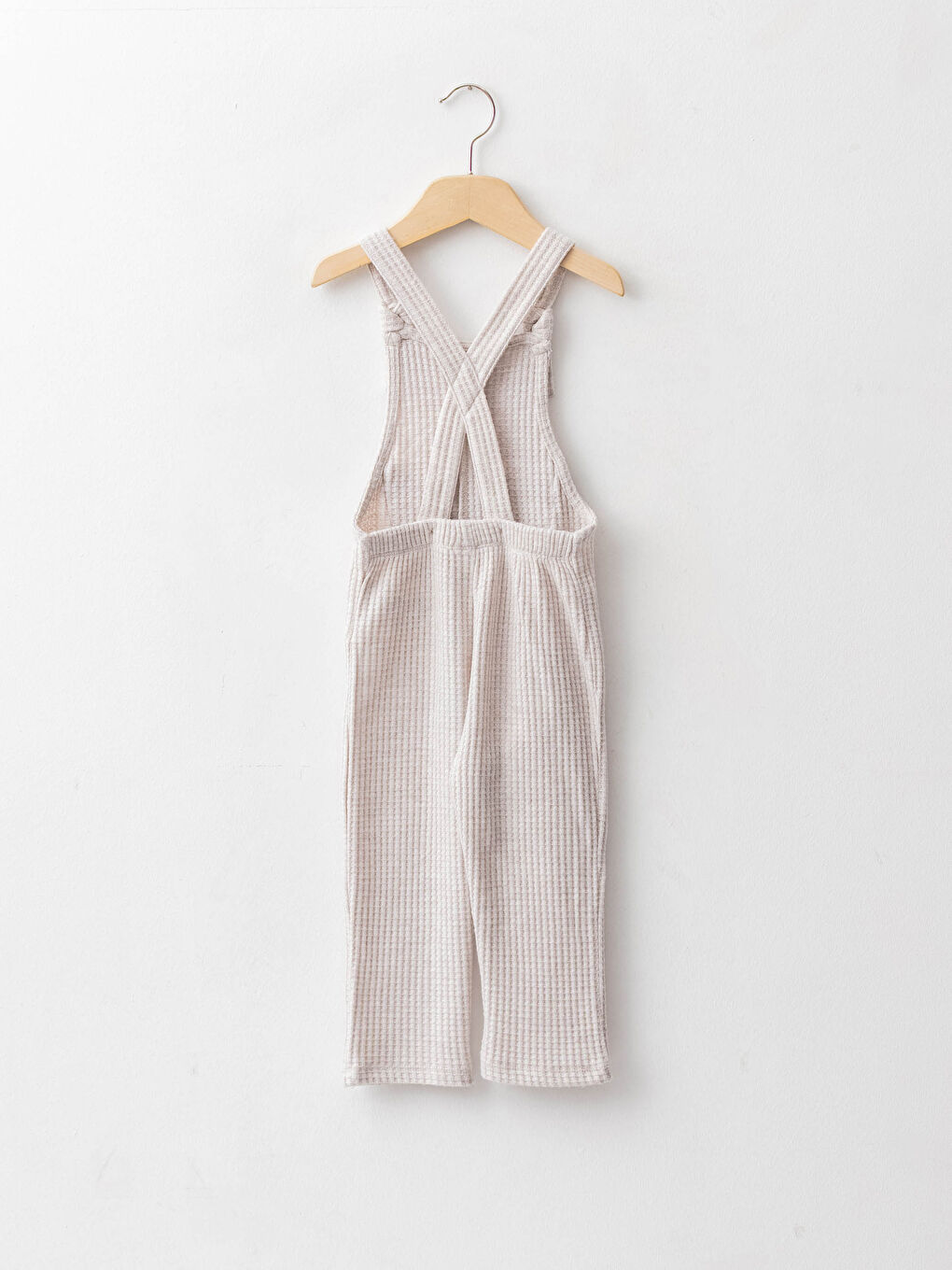 LCW baby Square Neck Strap Self Patterned Baby Girl Rompers -W1DU47Z1-TD8