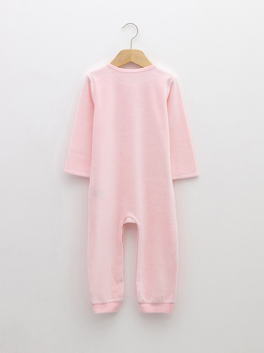 Crew Neck Long Sleeve Printed Velvet Baby Girl Jumpsuit-1