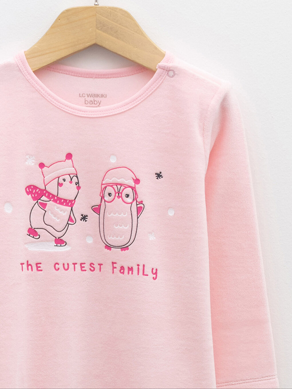 Crew Neck Long Sleeve Printed Velvet Baby Girl Jumpsuit-2