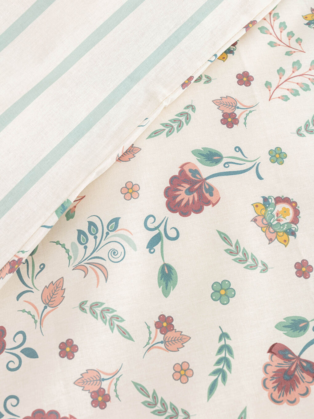 غطاء لحاف مزدوج مطبوع بنقشة زهرية مزدوجة الجوانب منسوج وغطاء وسادة-4