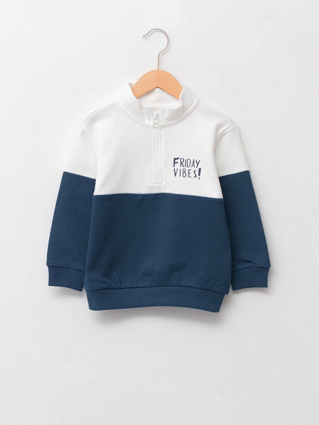 Stand Up Collar Long Sleeve Printed Cotton Baby Boy Sweatshirt