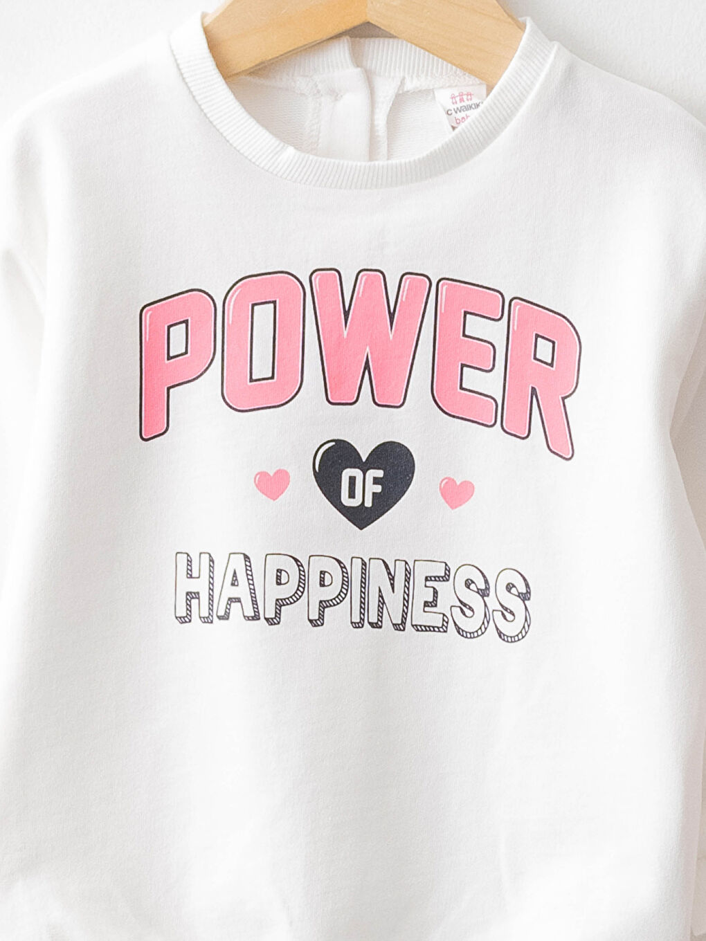 Ekru Bisiklet Yaka Uzun Kollu Baskılı Kız Bebek Sweatshirt ve Tayt 2'li Takım-2