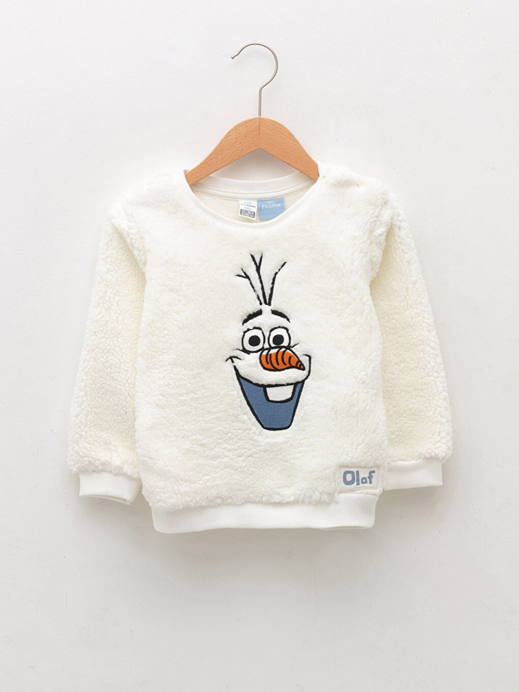 LCW baby Crew Neck Olaf Embroidery Detailed Long Sleeve Plush Baby Boy Sweatshirt -W1EE62Z1-E5X