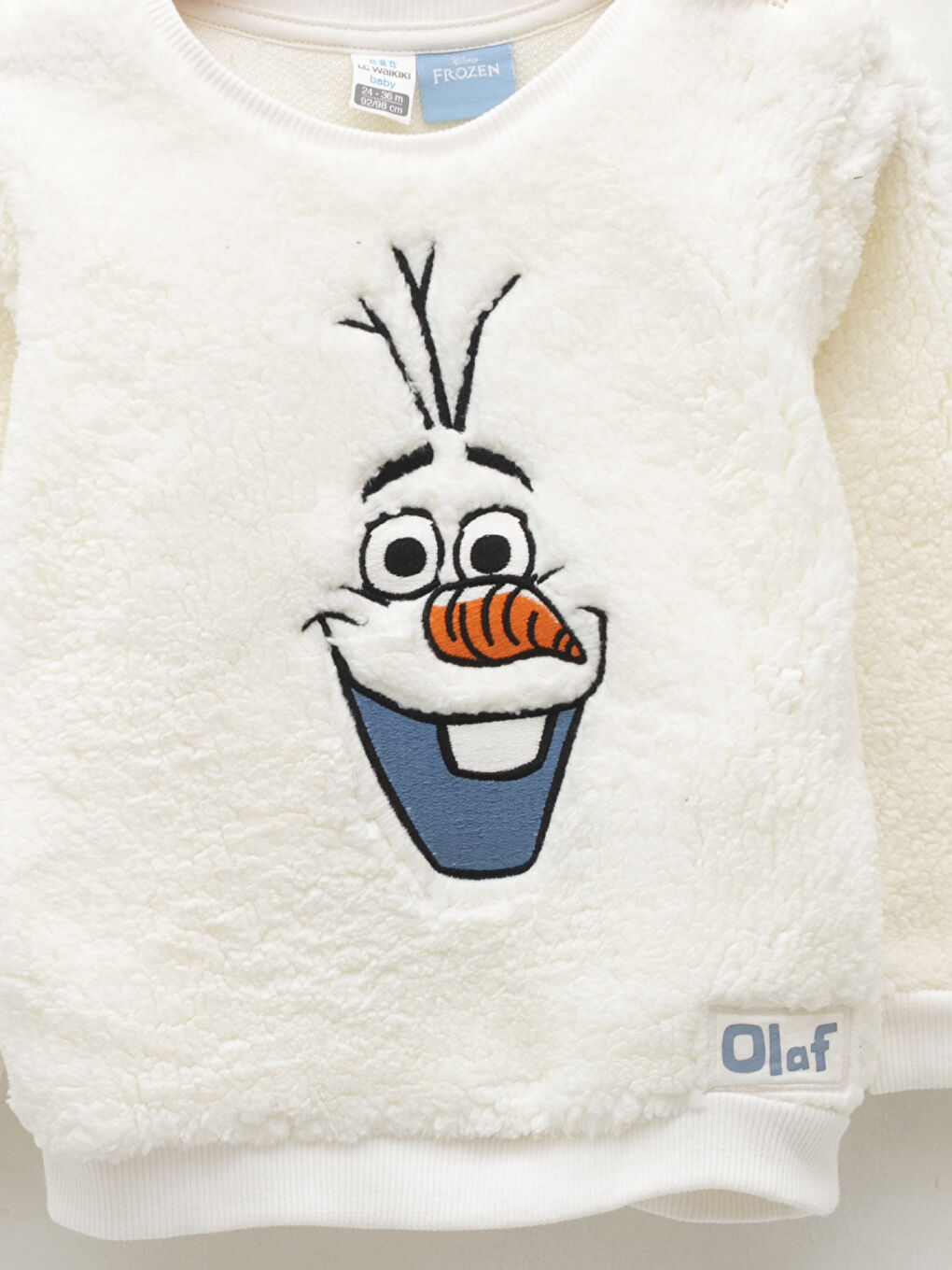 LCW baby Crew Neck Olaf Embroidery Detailed Long Sleeve Plush Baby Boy Sweatshirt -W1EE62Z1-E5X