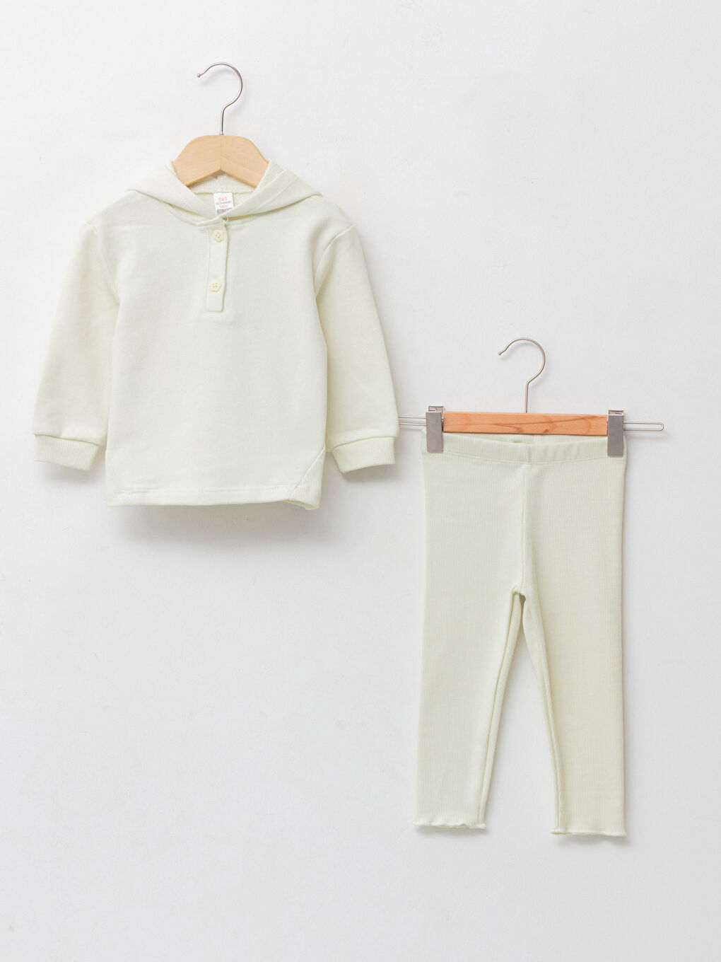 Hooded Long Sleeve Basic Baby Girl Sweatshirt and Tights 2-Pack Set