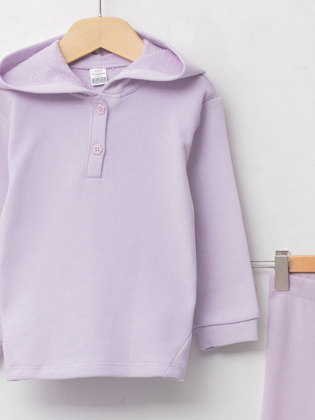 Hooded Long Sleeve Basic Baby Girl Sweatshirt and Tights 2-Pack Set-2