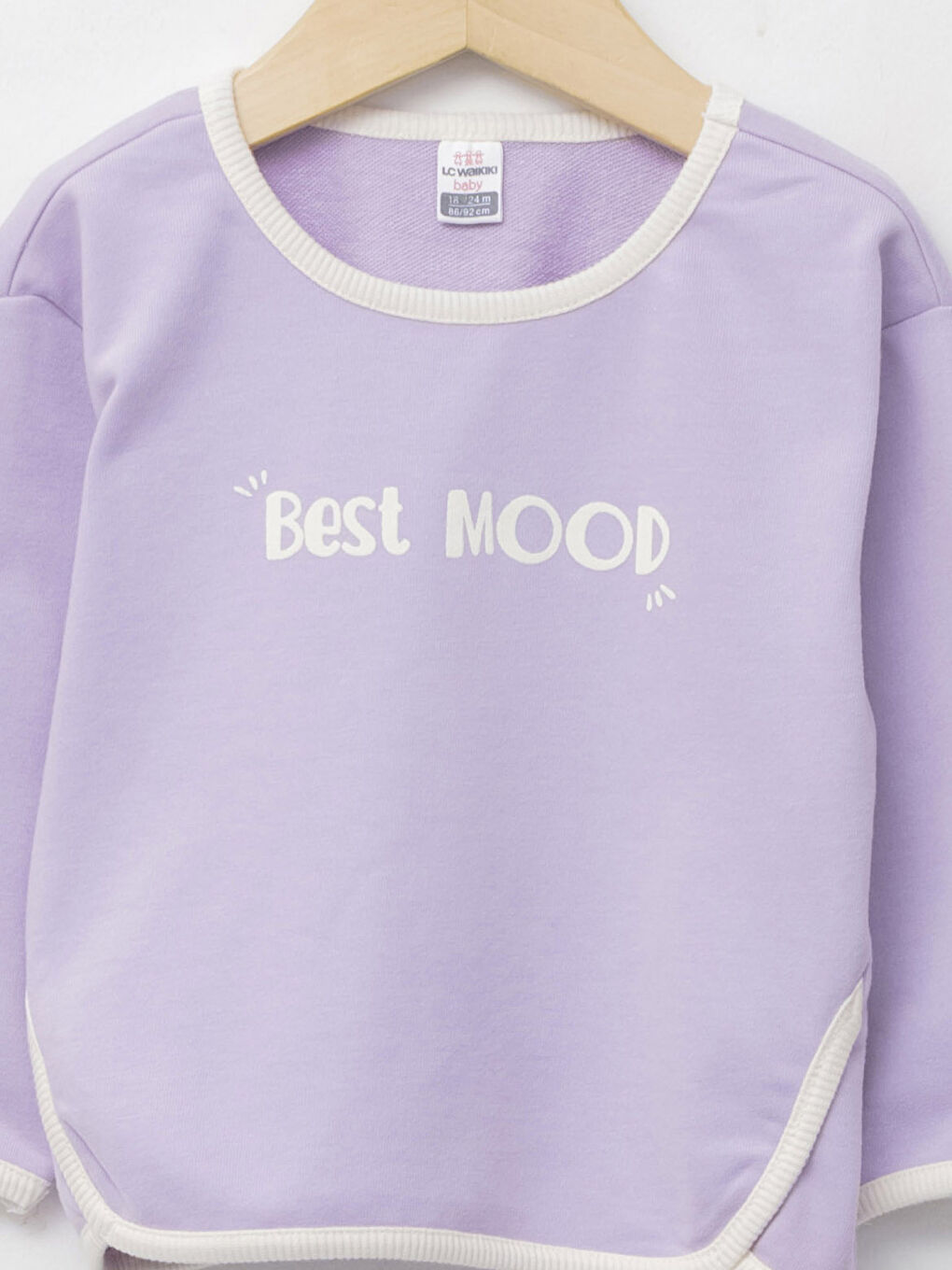 بلوزة بياقة دائرية وكم طويل للبنات الرضع مع بنطلون ضيق - طقم من قطعتين-2