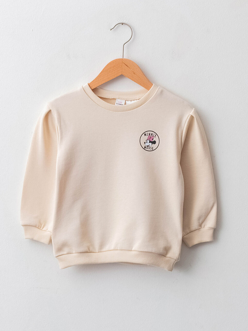 Crew Neck Long Sleeve Minnie Mouse Printed Baby Girls' Sweatshirt