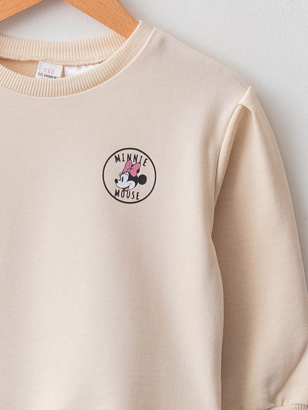 Crew Neck Long Sleeve Minnie Mouse Printed Baby Girls' Sweatshirt-2