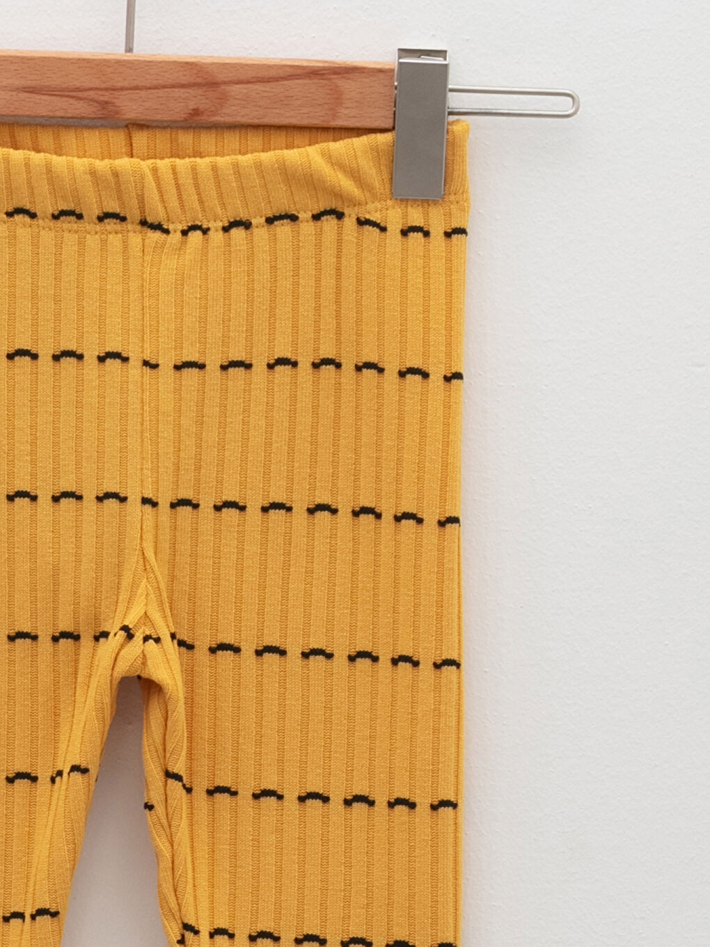 Sarı Bisiklet Yaka Uzun Kollu Kız Bebek Bluz ve Tayt 2'li Takım-2