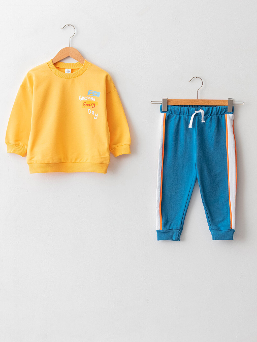 Crew Neck Long Sleeve Printed Baby Boys' Sweatshirt and Pants 2 Pack Set