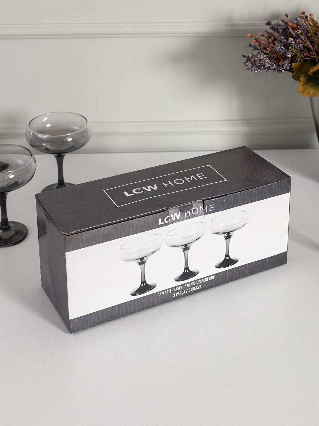 Siyah Renk Bloklu Cam Tatlı Kasesi 3'lü 270 ml-3