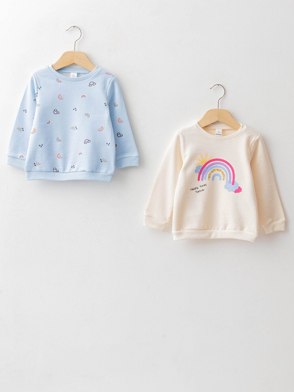 Lot de 2 Sweat-shirts Bébé Fille en Coton Imprimé à Manches Longues Col Rond