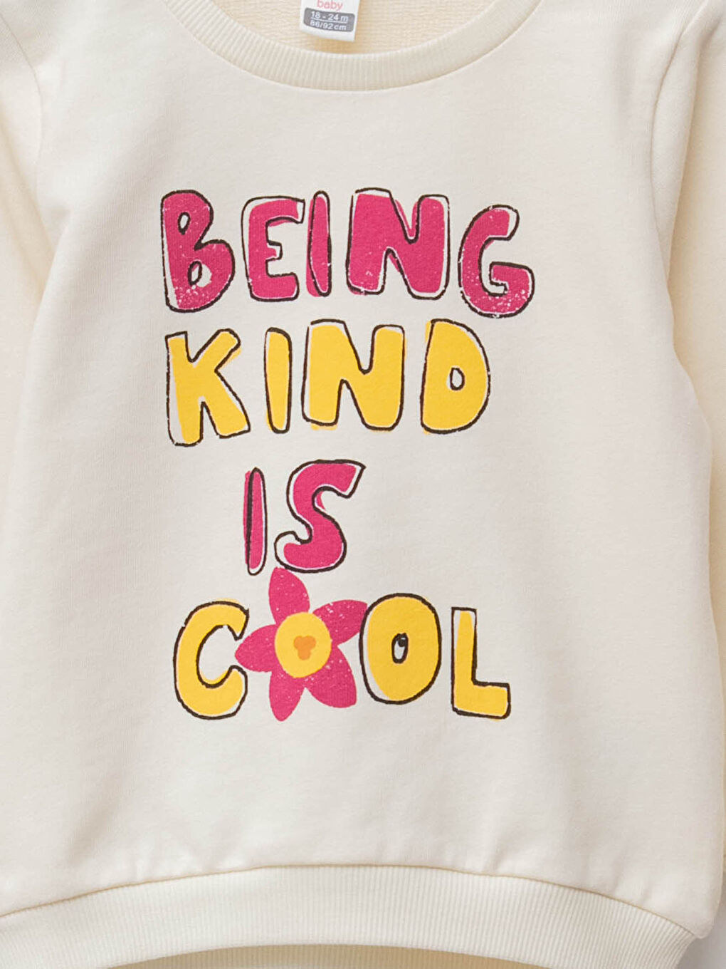 Pembe Bisiklet Yaka Uzun Kollu Baskılı Kız Bebek Sweatshirt 2'li-2