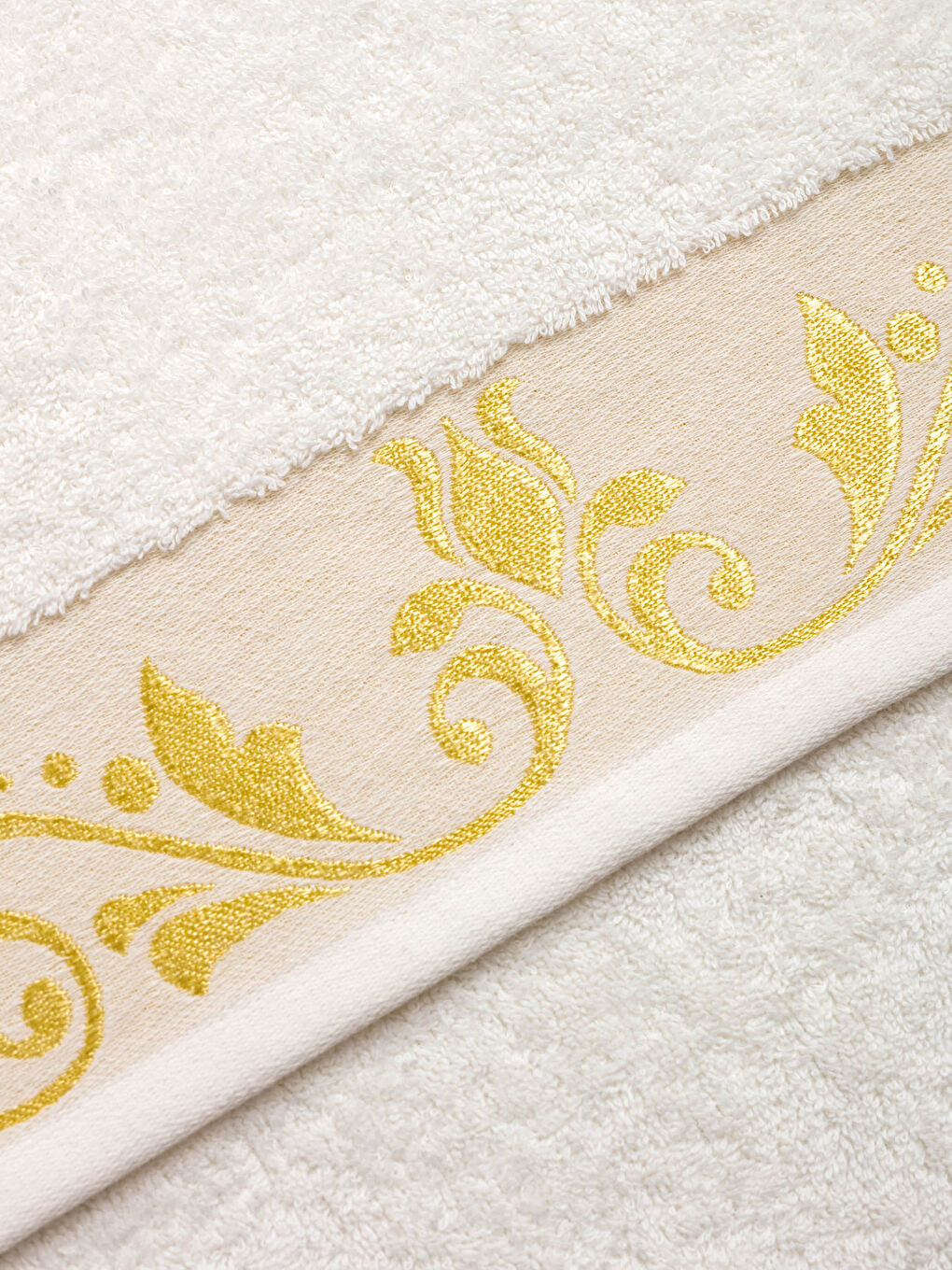Ekru Nakış Detaylı Yüz Havlusu 50x80 cm-3