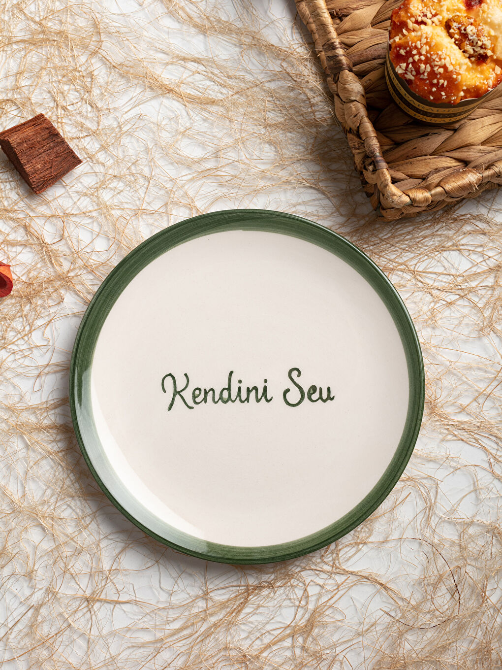 Assiette à Gâteau en Céramique Imprimée avec Slogan 21 Cm-1