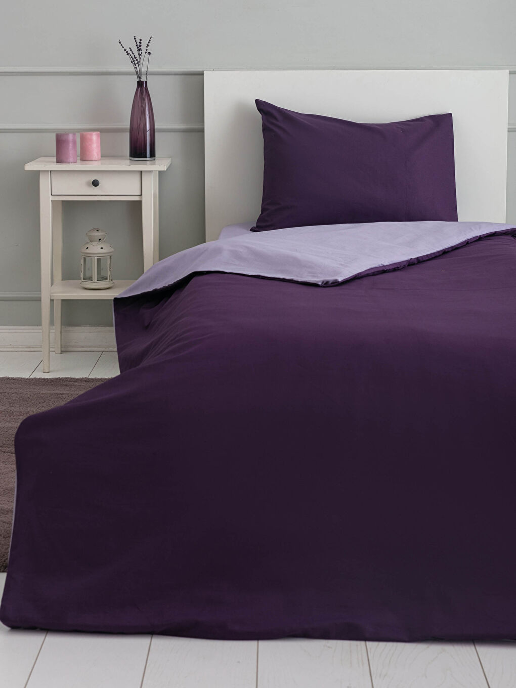 LCW HOME Single Double Sided Plain Woven Duvet Cover Set -W1EP32Z8-HJX