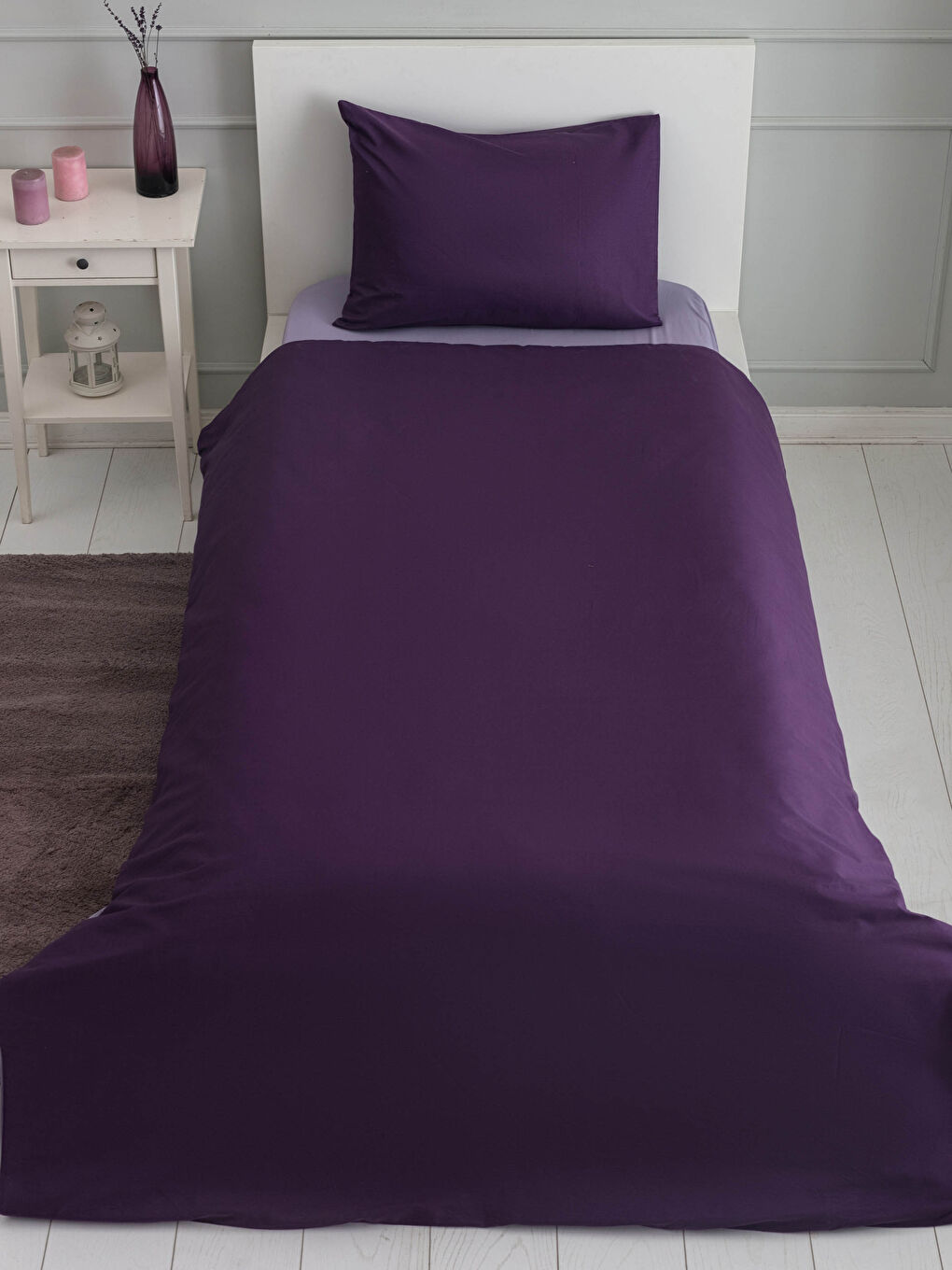 LCW HOME Single Double Sided Plain Woven Duvet Cover Set -W1EP32Z8-HJX