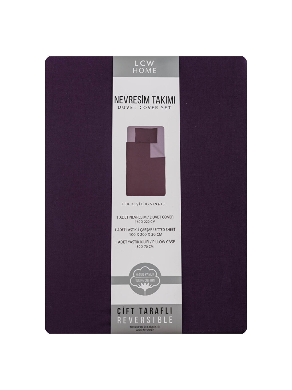 LCW HOME Single Double Sided Plain Woven Duvet Cover Set -W1EP32Z8-HJX