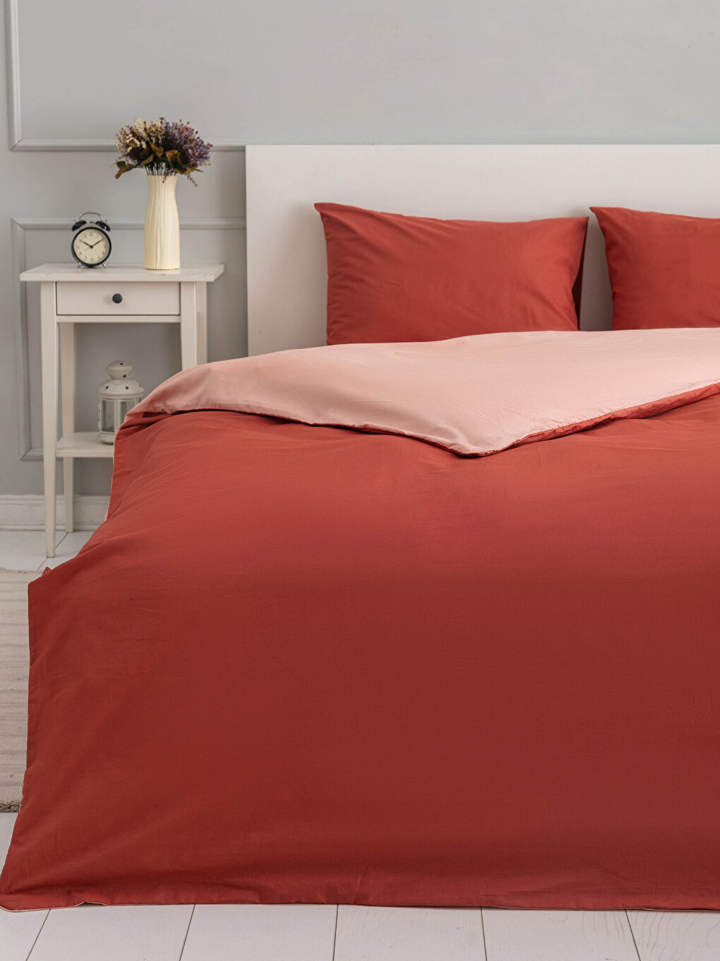 Double Double Sided Plain Woven Duvet Cover Set