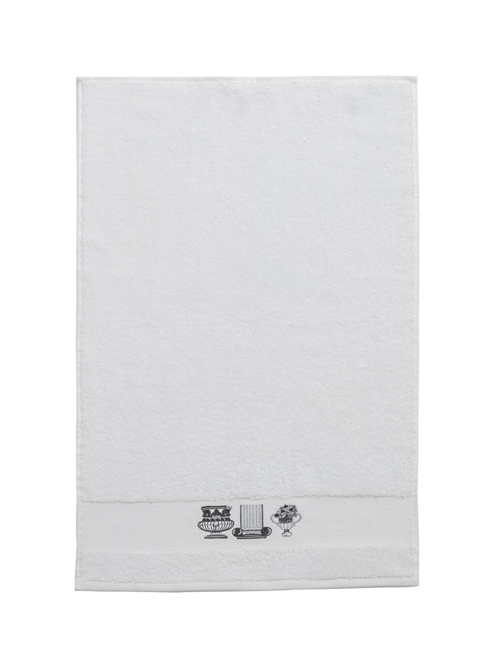 Beyaz Nakış Detaylı Bukle Yüz Havlusu 50x80 cm-2