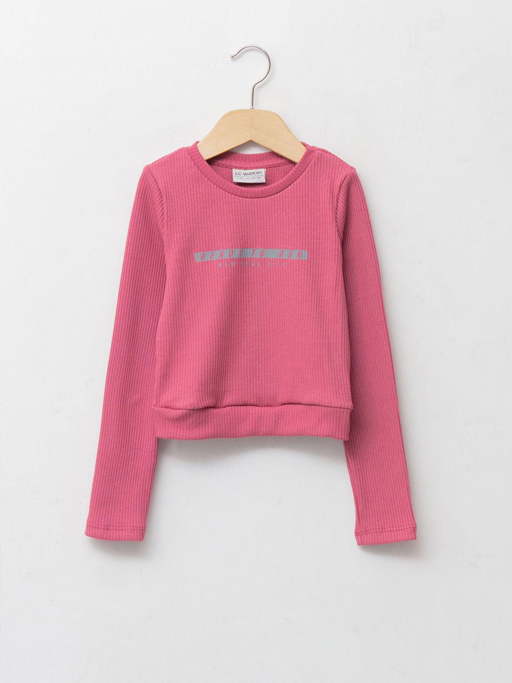 Pembe Bisiklet Yaka Baskılı Uzun Kollu Kız Çocuk Tişört Anne Kız Kombini-1