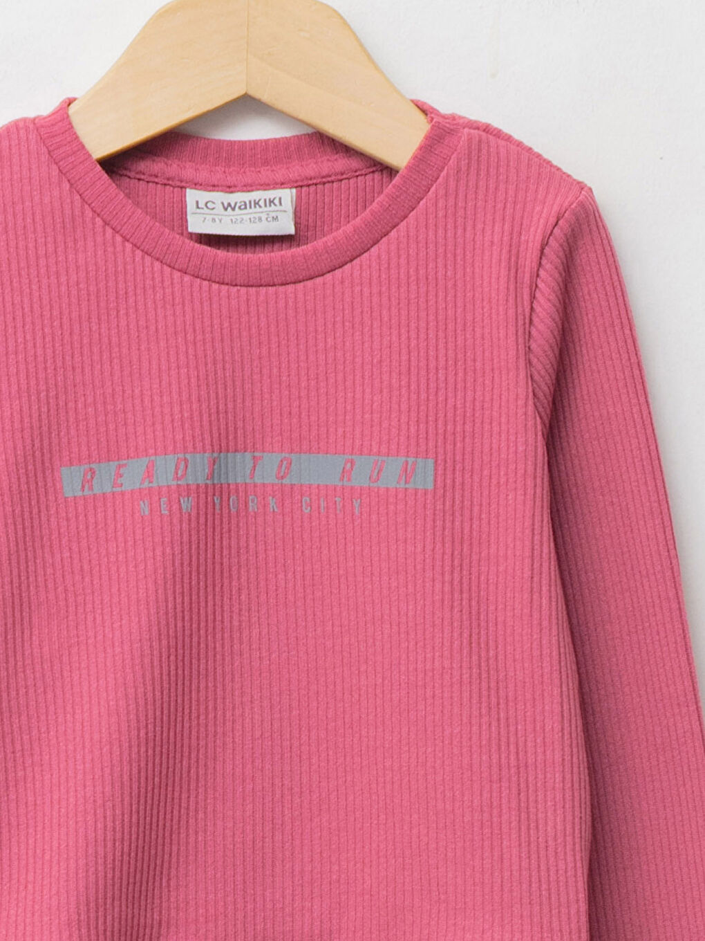 Pembe Bisiklet Yaka Baskılı Uzun Kollu Kız Çocuk Tişört Anne Kız Kombini-5