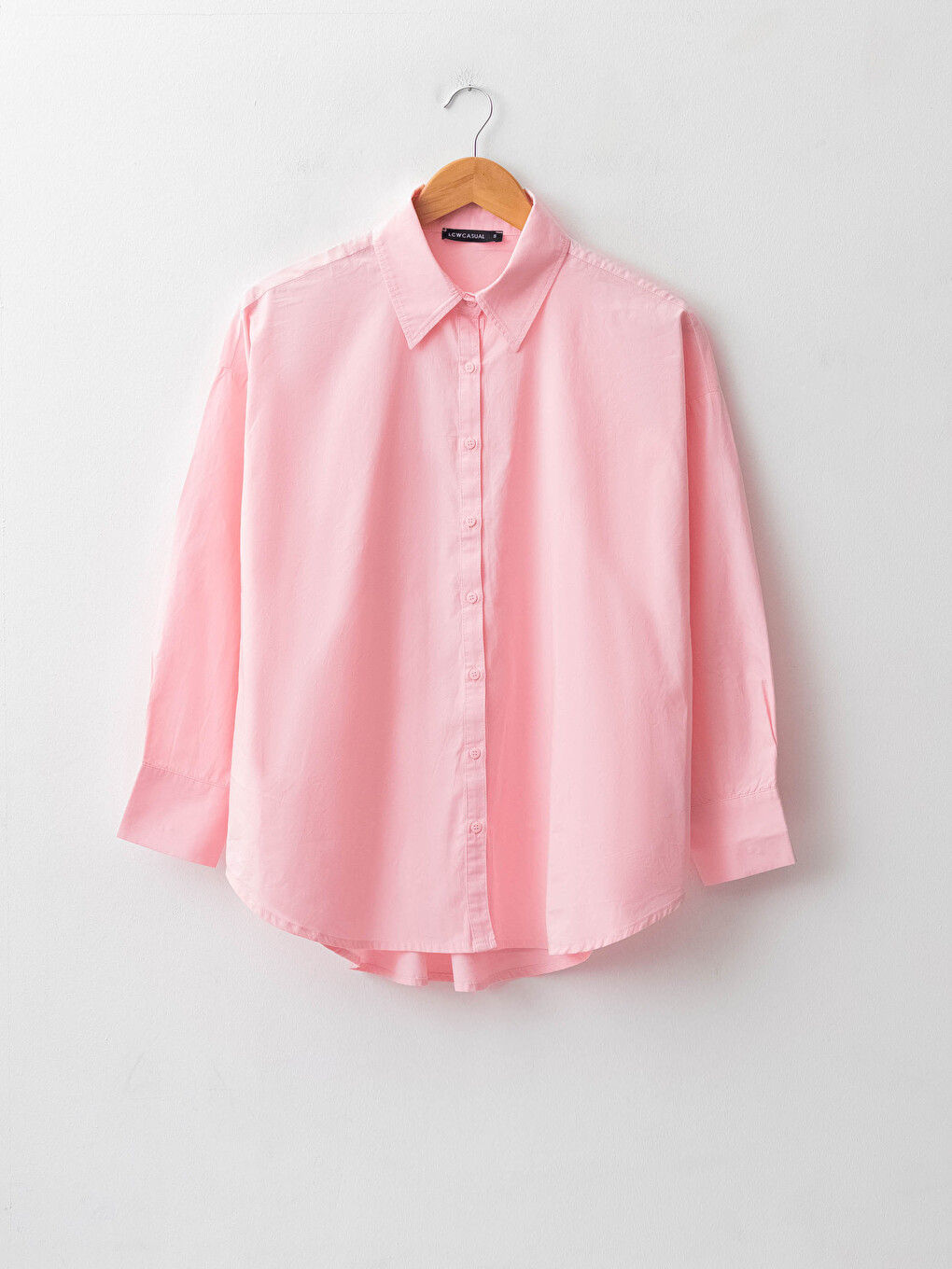 Buttoned Long Sleeve Poplin Women's Shirt-6