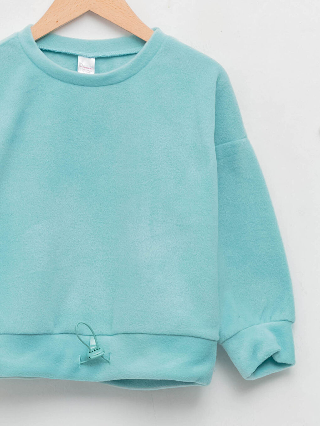 Turkuaz Bisiklet Yaka Basic Uzun Kollu Polar Kız Çocuk Pijama Takımı-2