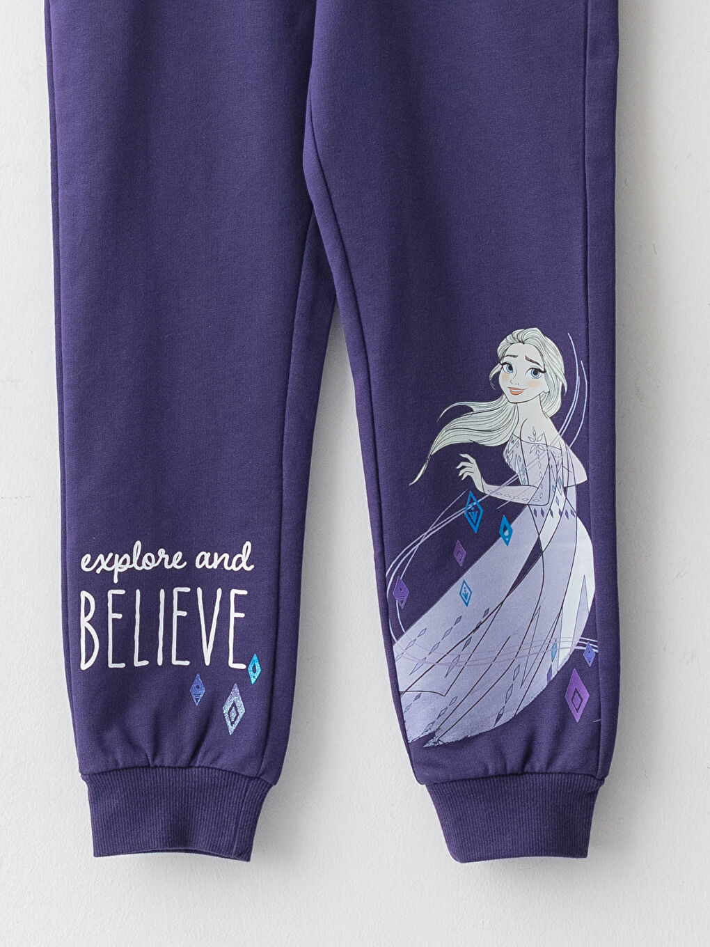 Lacivert Beli Lastikli Elsa Baskılı Kız Çocuk Jogger Eşofman Altı-2