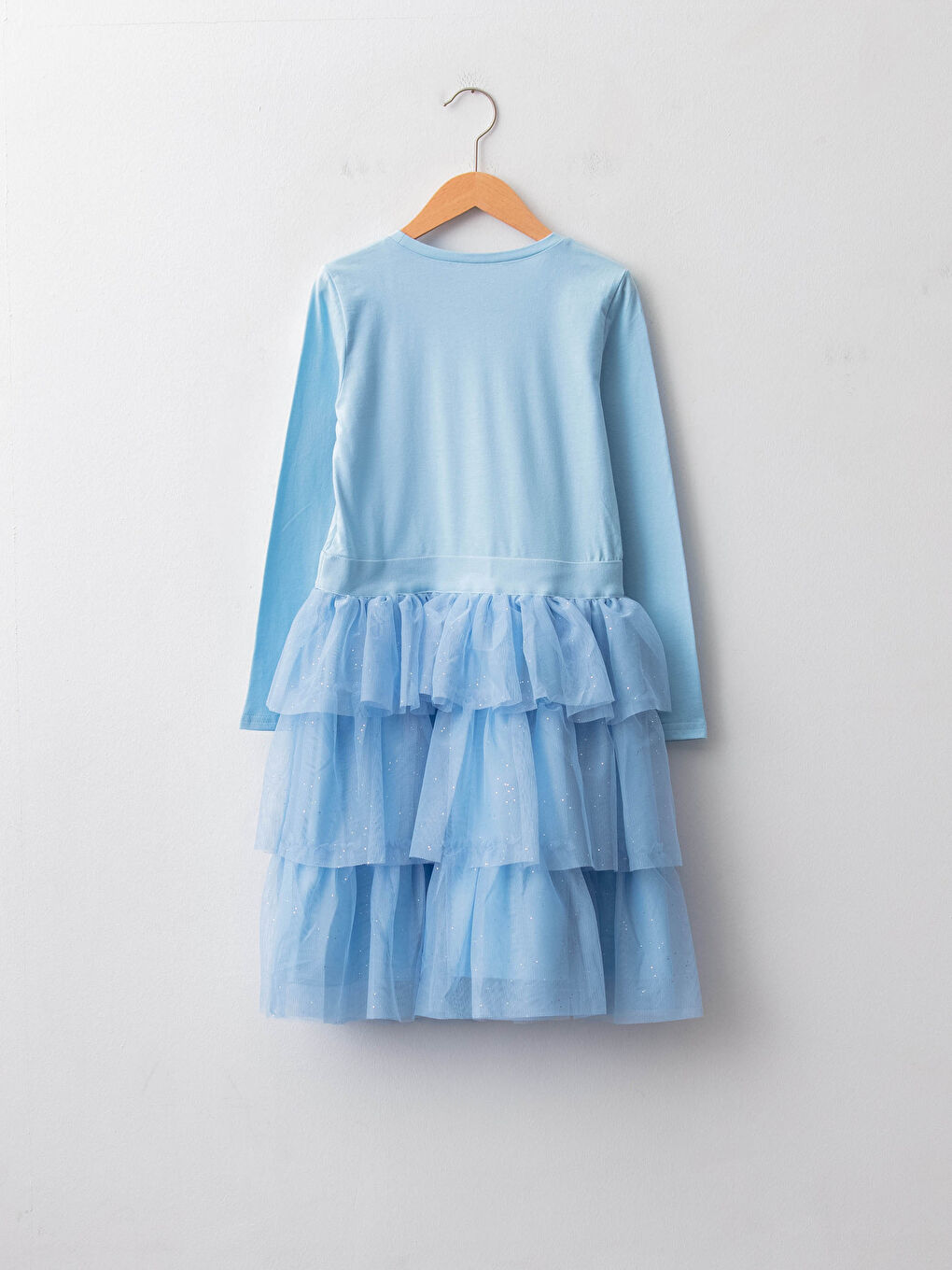 Crew Neck Elsa Printed Long Sleeve Girls' Dress-1