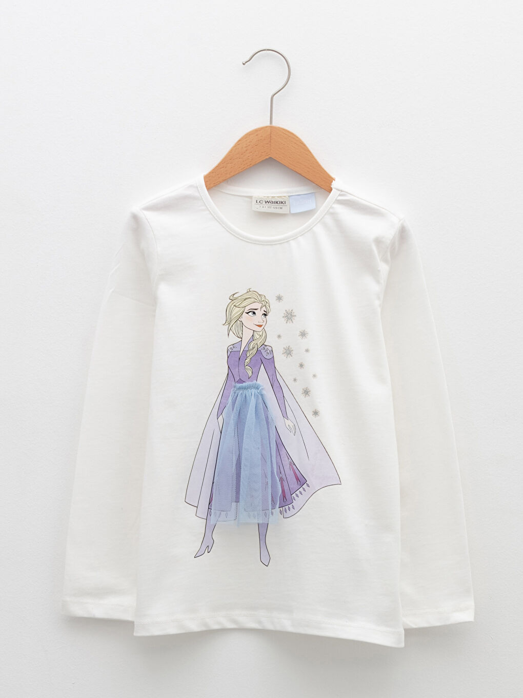Crew Neck Elsa Printed Long Sleeve Girls' T-Shirt