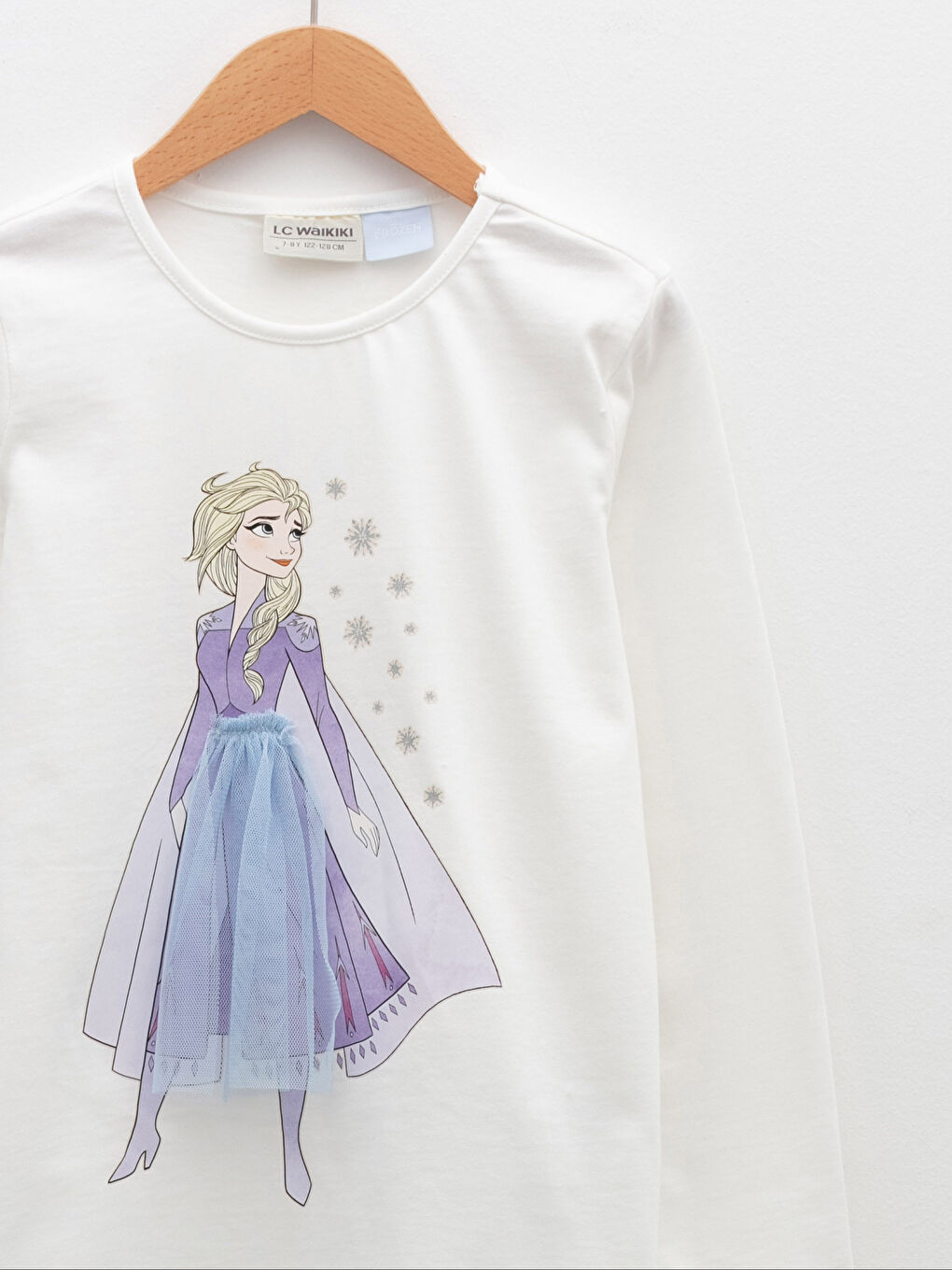 Crew Neck Elsa Printed Long Sleeve Girls' T-Shirt-2