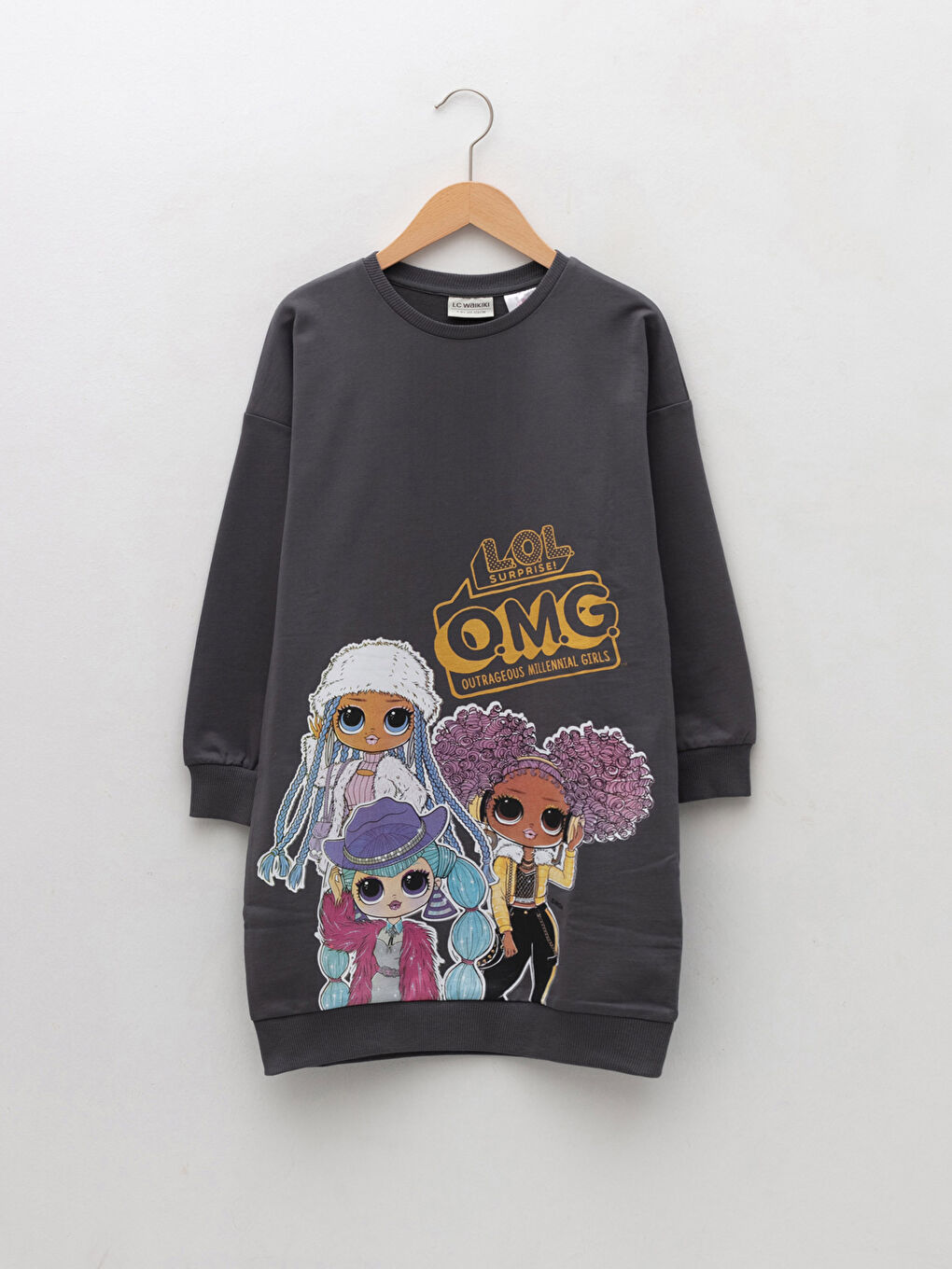 LCW Kids Rundhalsausschnitt LOL Surprise OMG Lizenz Langarm Mädchenkleid -W1EY19Z4-HLC