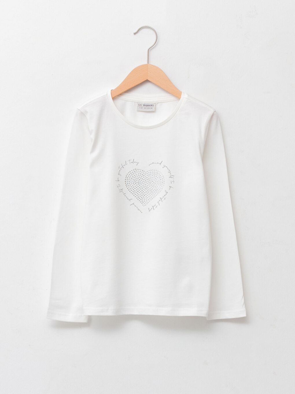 T-shirt Fille en Coton à Manches Longues Imprimé Col Rond