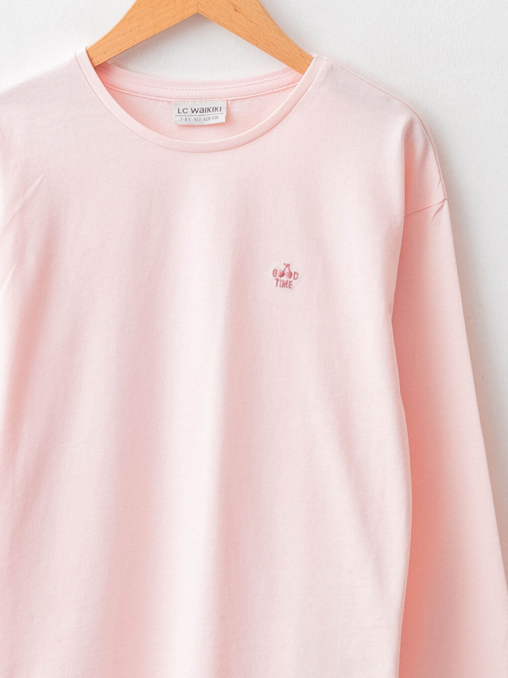 Crew Neck Basic Long Sleeve Girls' T-Shirt-2