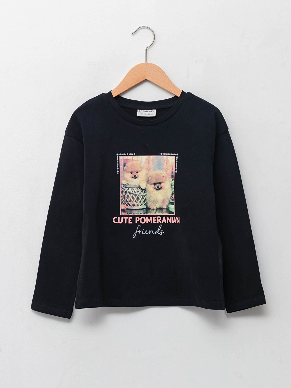 Crew Neck Printed Long Sleeve Girls' T-shirt