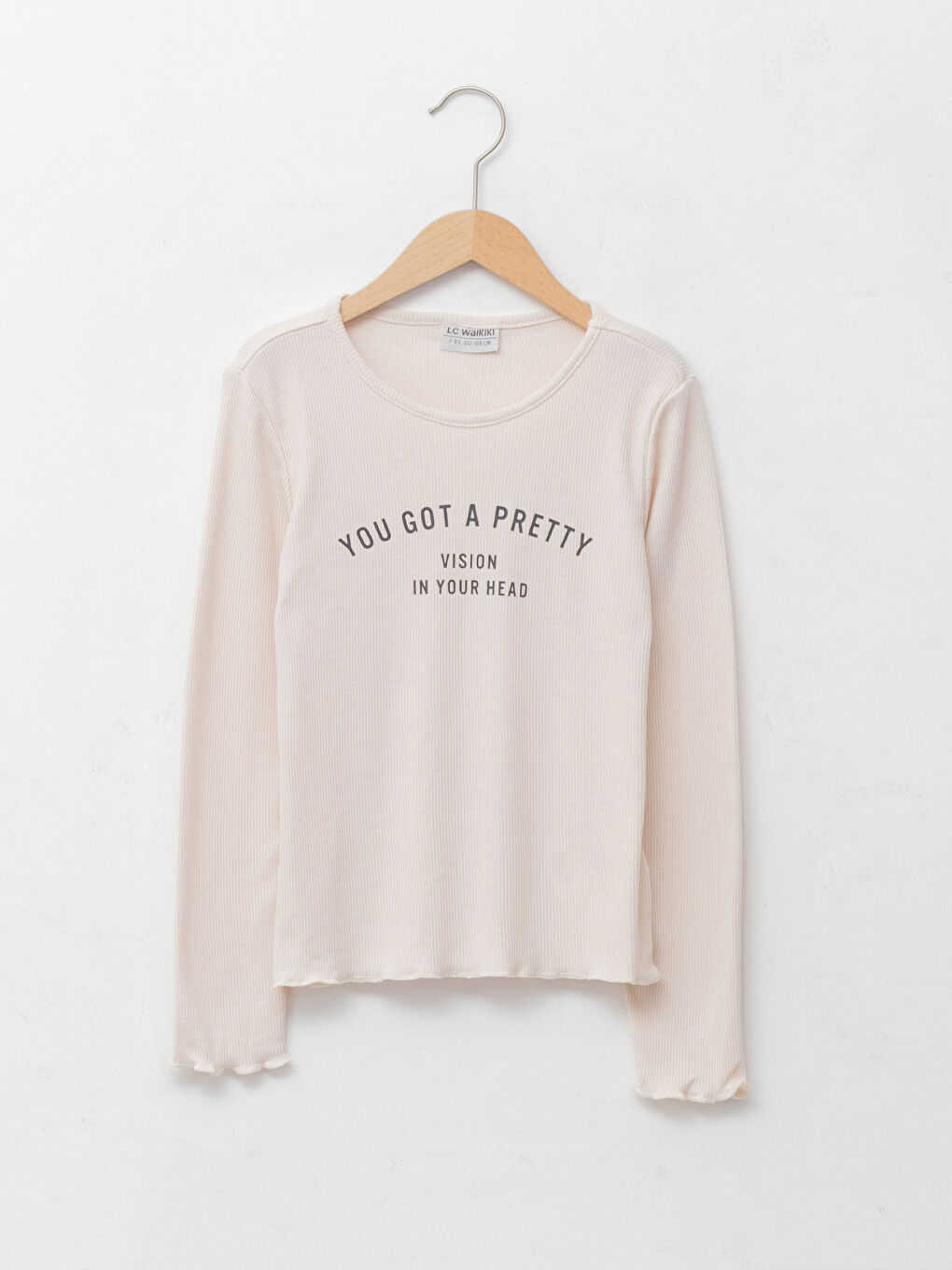 Crew Neck Printed Long Sleeve Girls' T-Shirt