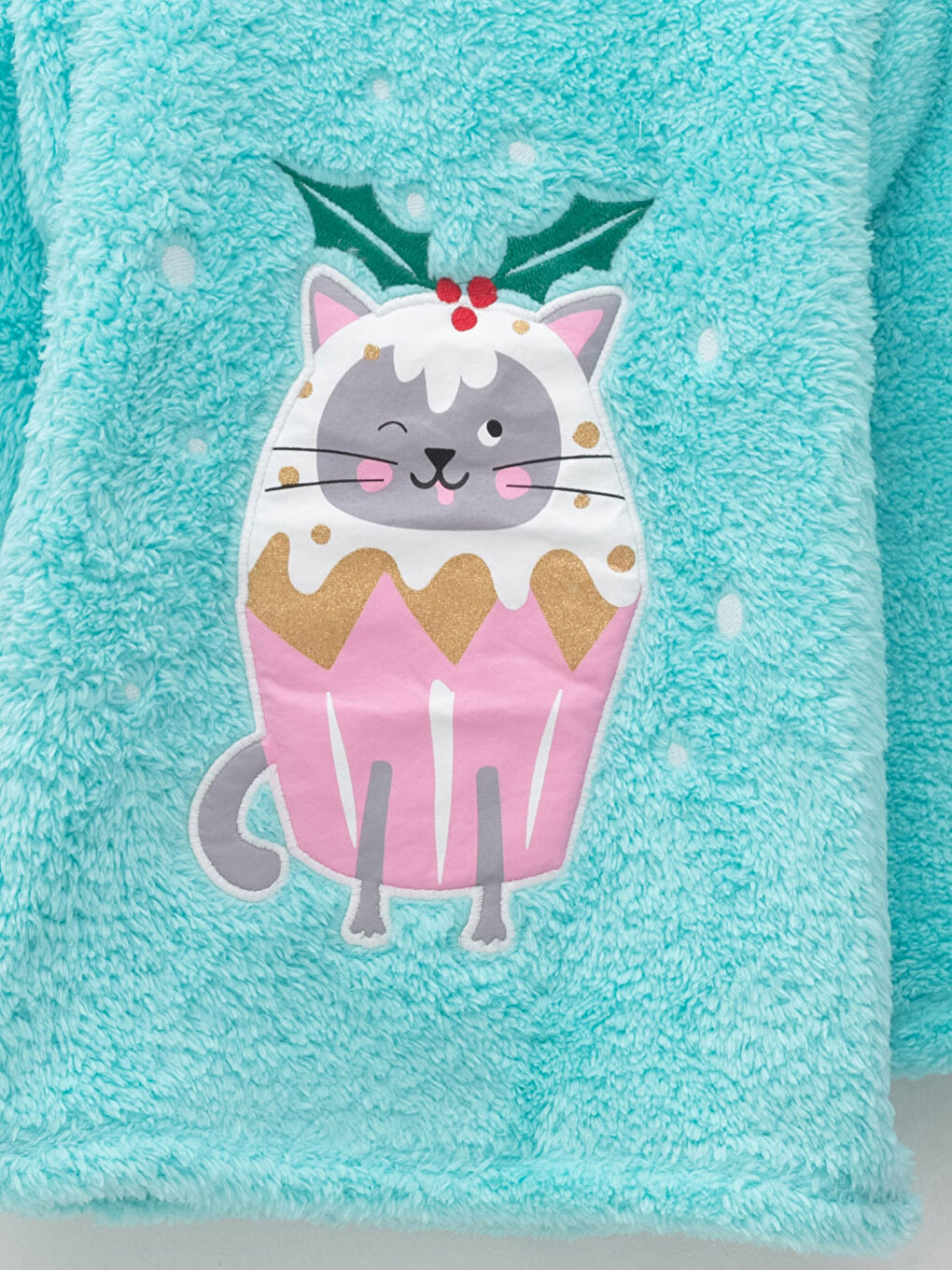 Crew Neck Printed Long Sleeve Fleece Girls' Pajamas Set-2