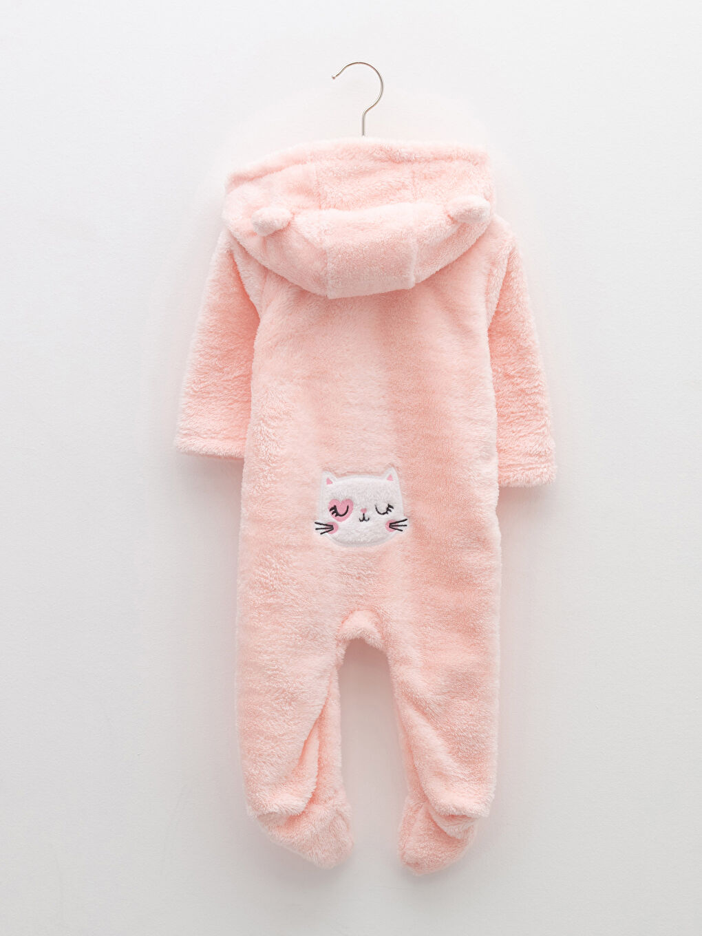 Hooded Long Sleeve Plush Baby Girl Zipper Jumpsuit-1