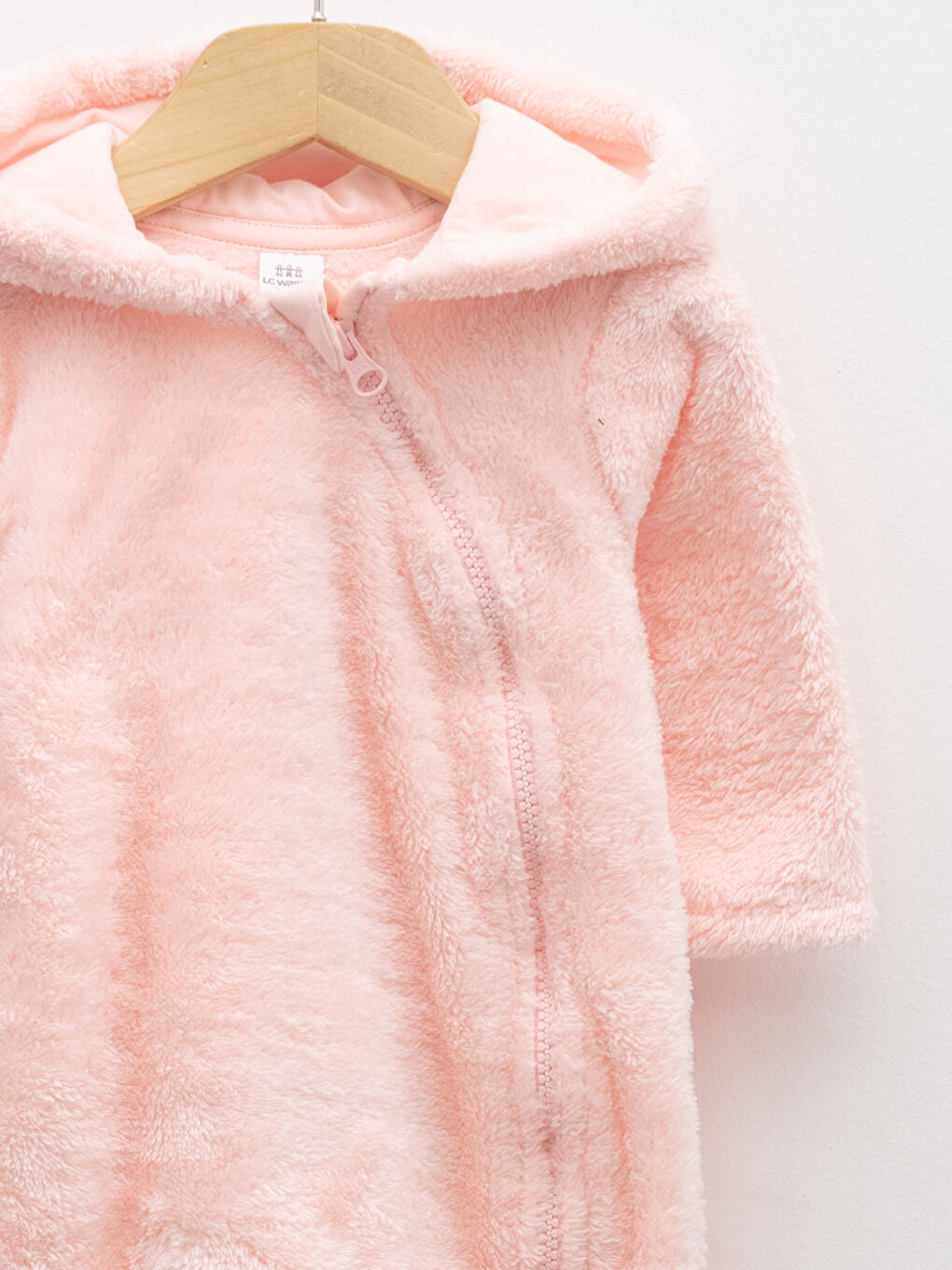 Hooded Long Sleeve Plush Baby Girl Zipper Jumpsuit-2