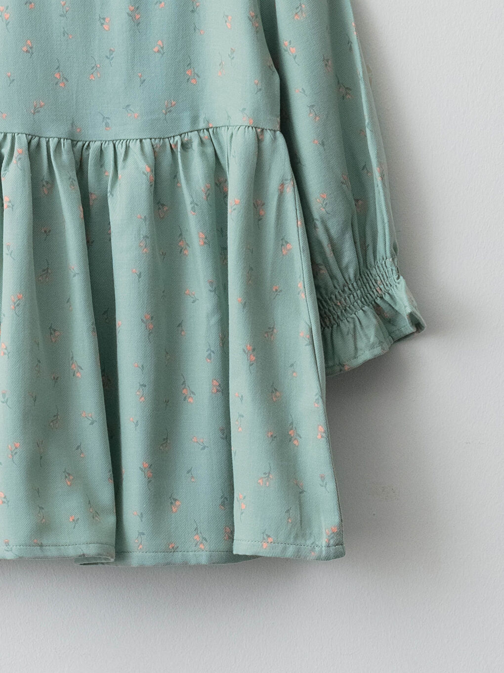Crew Neck Long Sleeve Printed Gabardine Baby Girl Dress-2