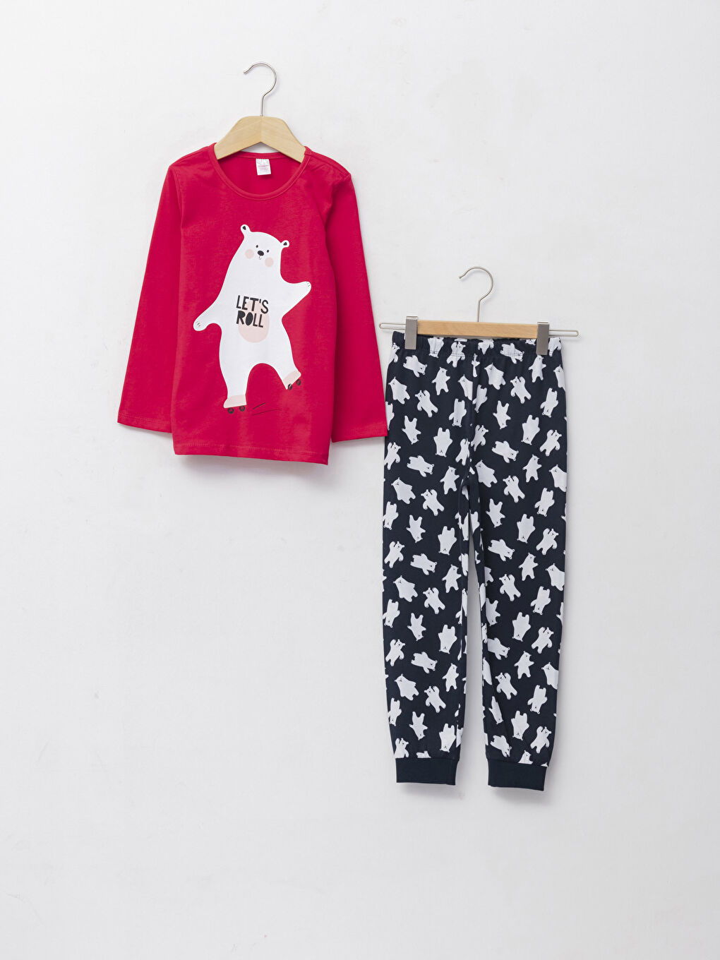 Crew Neck Printed Long Sleeve Girls' Pyjama Set