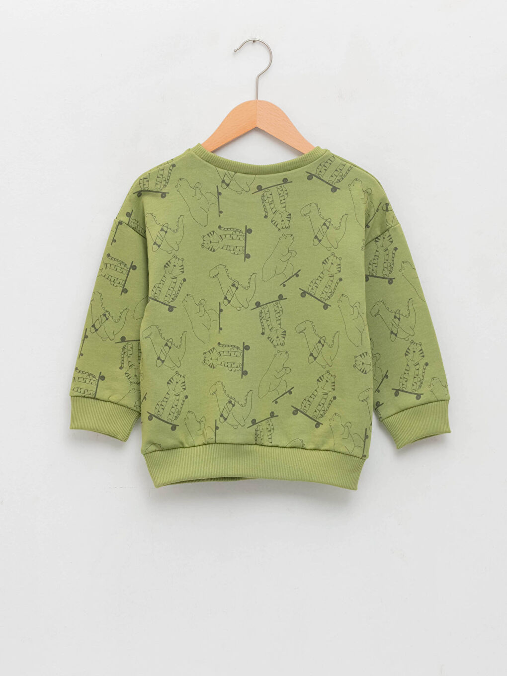 LCW baby Yeşil Bisiklet Yaka Uzun Kollu Baskılı Erkek Bebek Sweatshirt - 1